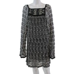 Missoni Orange Label Womens Knit Long Sleeves Sweater Dress Black White Size EUR